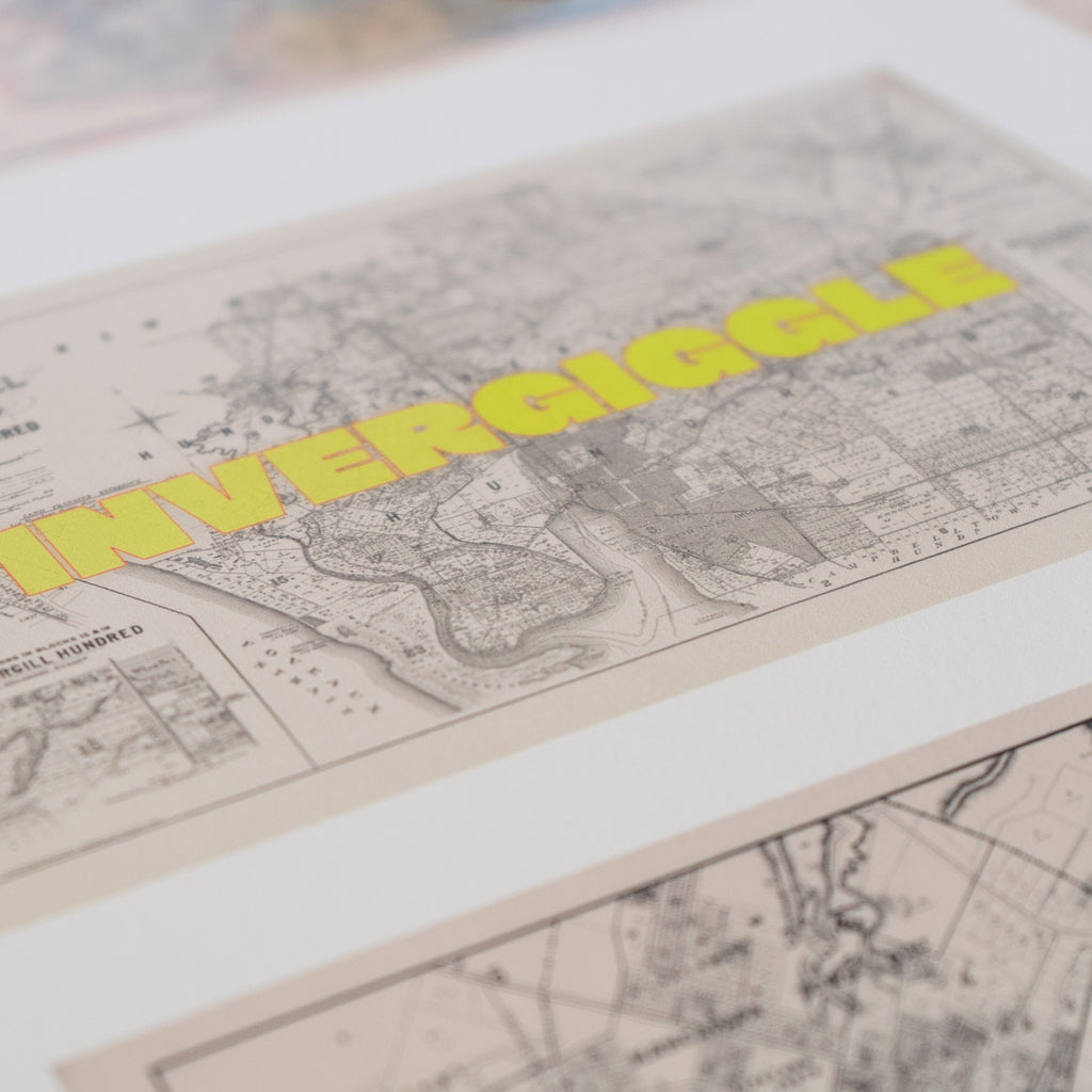 Invergiggle, Limited Edition  Giclée map print of Invercargill, Southland NZ – toptownz