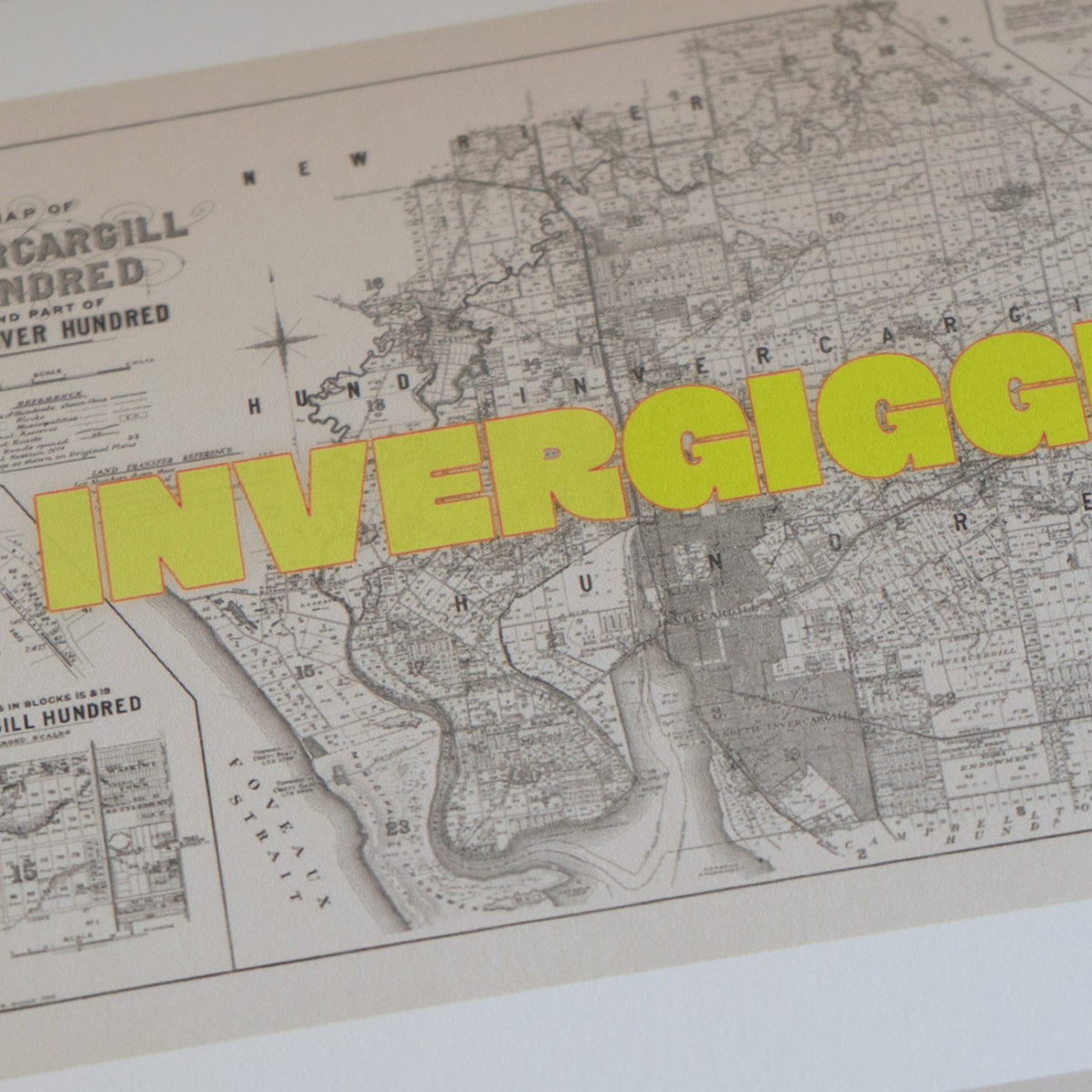 Invergiggle, Limited Edition  Giclée map print of Invercargill, Southland NZ – toptownz