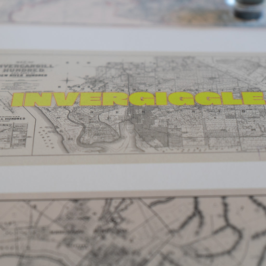 Invergiggle, Limited Edition  Giclée map print of Invercargill, Southland NZ – toptownz