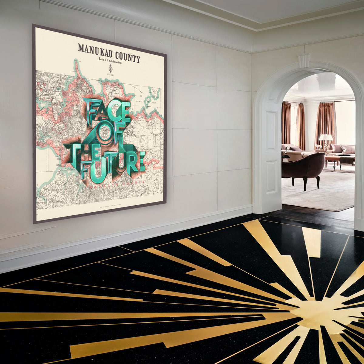 Face of the Future Ltd. Ed. Giclée map print of Manukau City, South Auckland NZ – toptownz Town Slogans