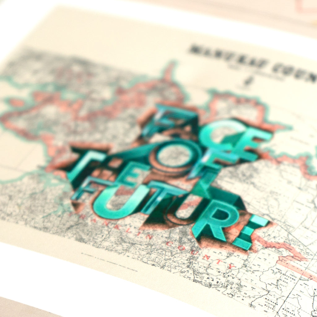 Face of the Future Ltd. Ed. Giclée map print of Manukau City, South Auckland NZ – toptownz Town Slogans