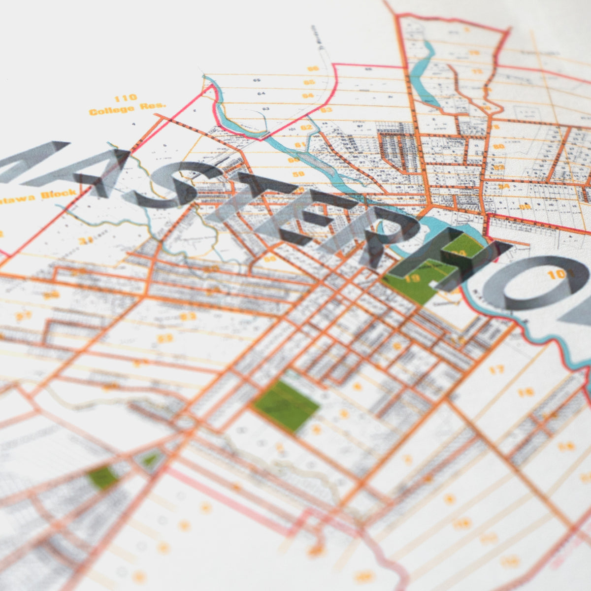 MASTERHOLE Ltd. Ed.  Giclée map print of Masterton, Wairarapa New Zealand – toptownz Moniker