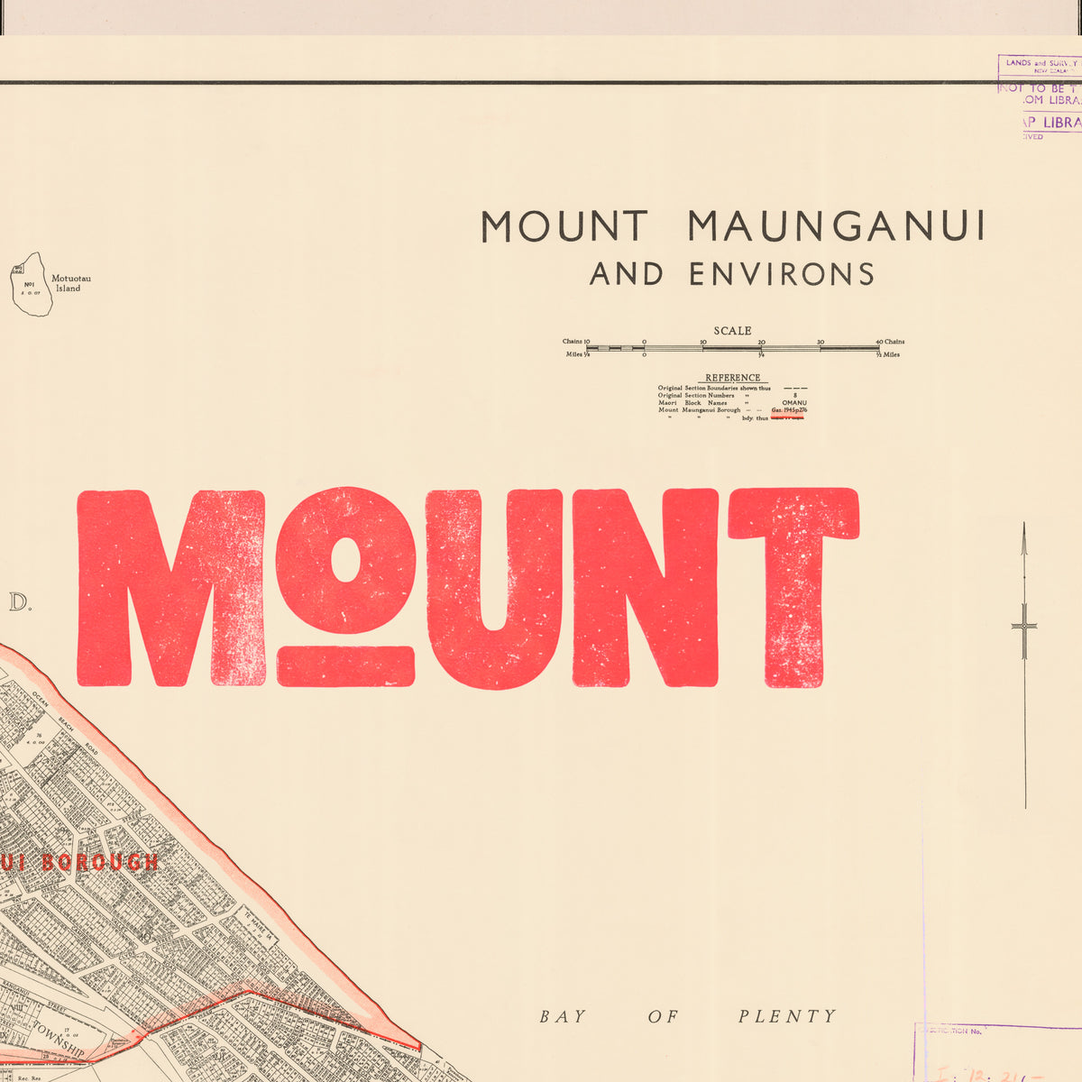 The Mount Limited edition  Giclée map print of Mount Maunganui, Bay of Plenty NZ – toptownz