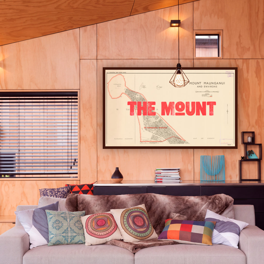 The Mount Limited edition  Giclée map print of Mount Maunganui, Bay of Plenty NZ – toptownz