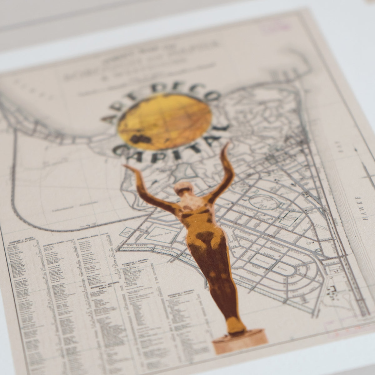 Art Deco Capital of the world Ltd. Ed.  Giclée map print of Napier, Hawke's Bay New Zealand v01 – toptownz town slogans 