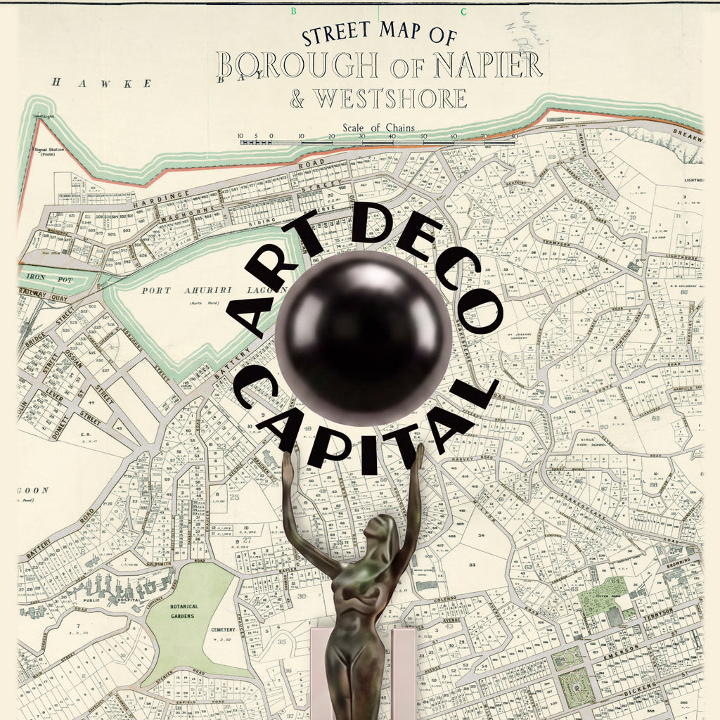 Limited edition A2 Giclée map print of Napier, Hawke's Bay NZ v02 – toptownz