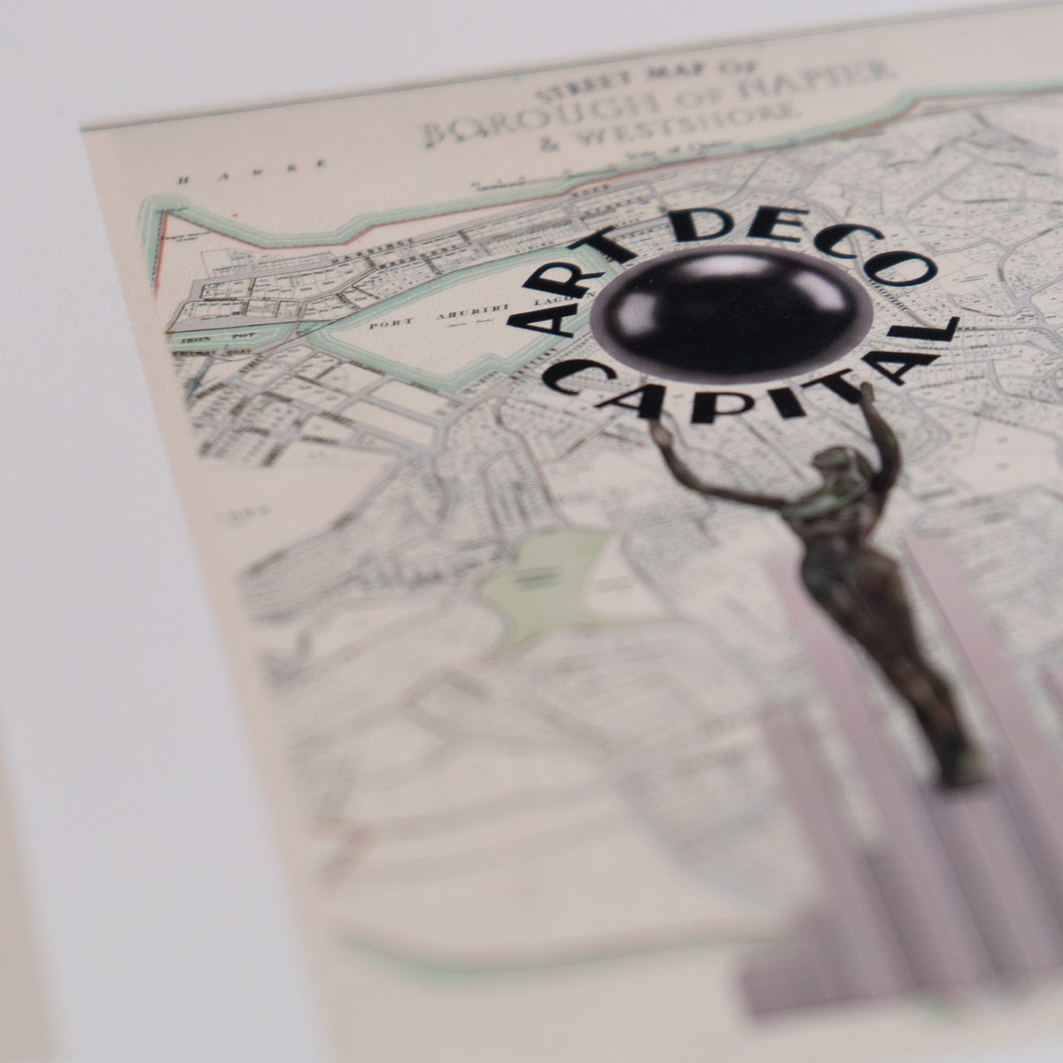Art Deco Capital Limited edition Giclée map print of Napier, Hawke's Bay NZ v02 – toptownz