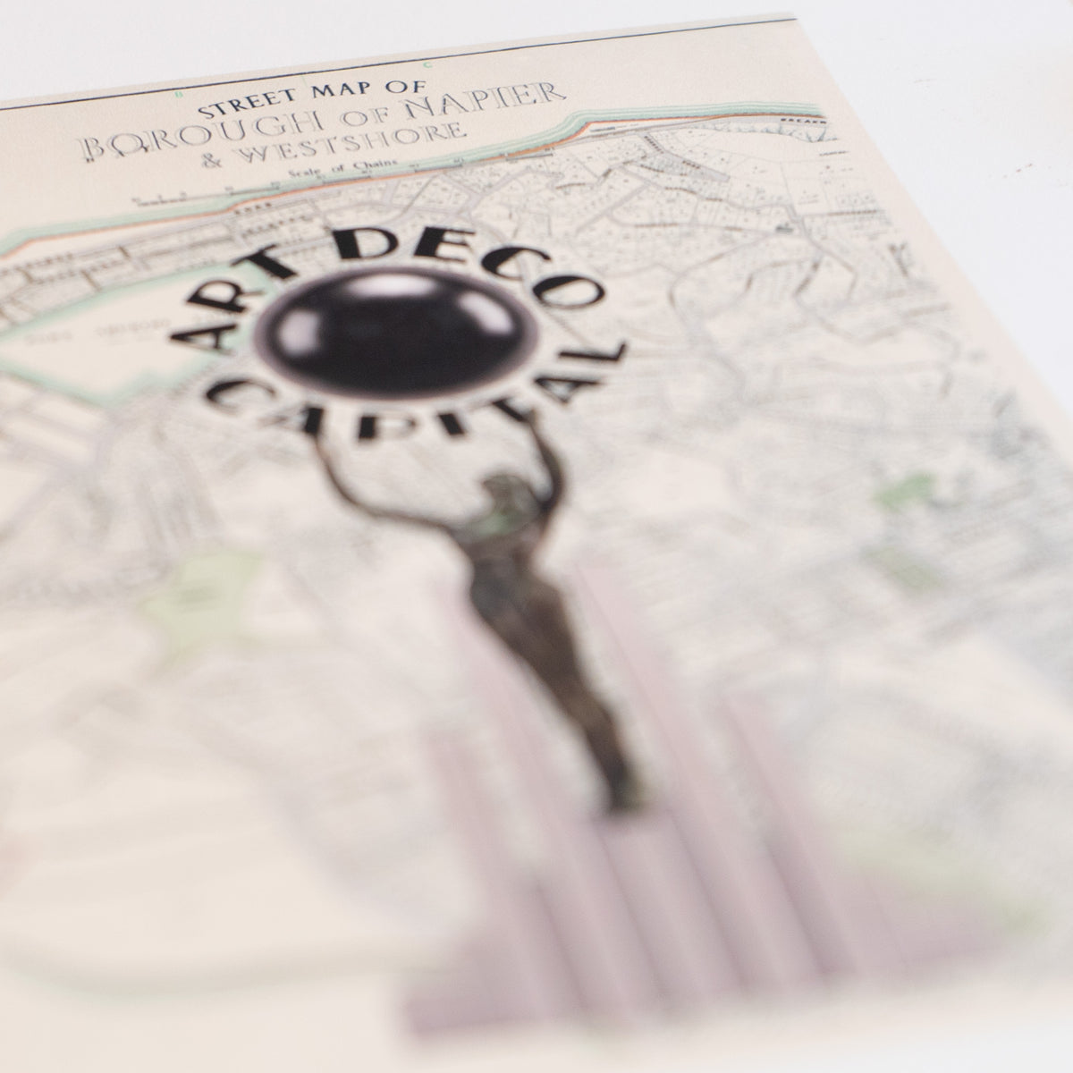 Art Deco Capital Limited edition Giclée map print of Napier, Hawke's Bay NZ v02 – toptownz