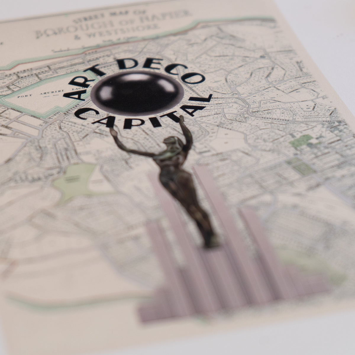 Art Deco Capital Limited edition Giclée map print of Napier, Hawke's Bay NZ v02 – toptownz