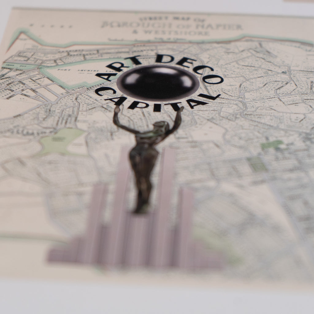 Art Deco Capital Limited edition Giclée map print of Napier, Hawke's Bay NZ v02 – toptownz
