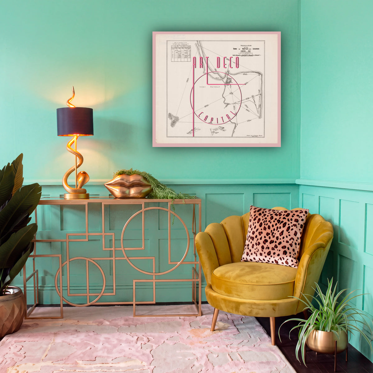 Art Deco Ltd. Ed. Giclée map print of Napier, Hawke's Bay New Zealand v03 – toptown  town slogans