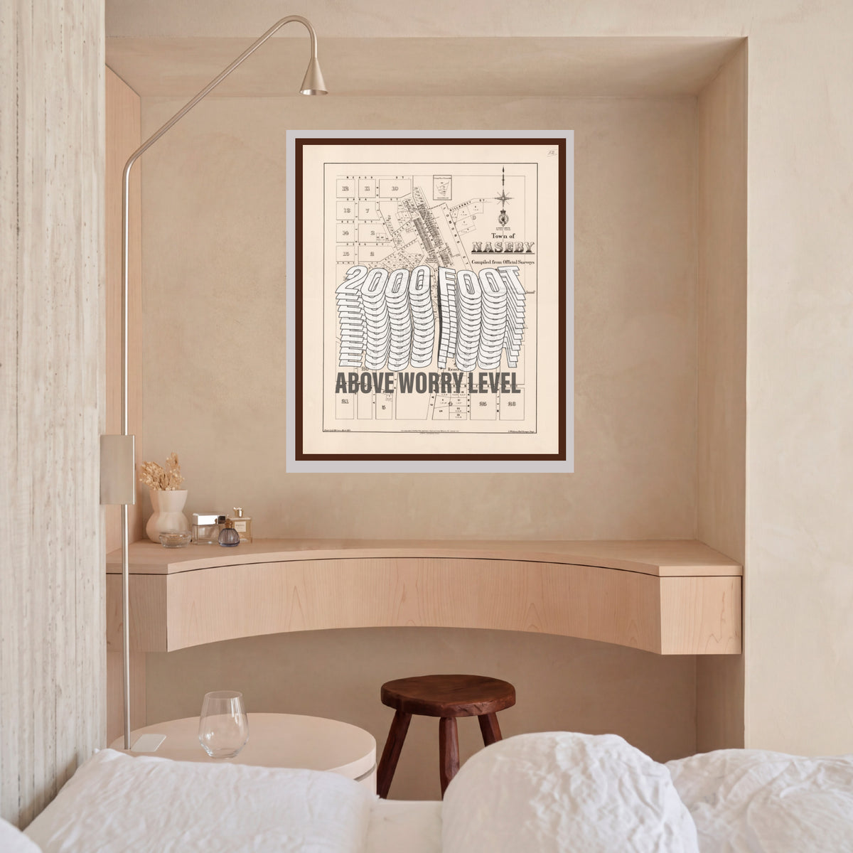 2000 Foot above worry level Limited edition Giclée map print of Naseby, Otago NZ – toptownz