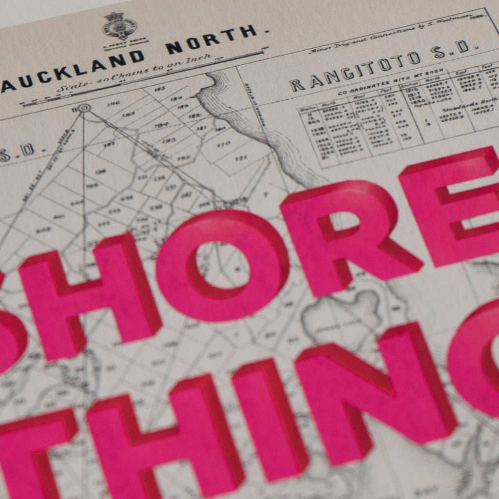 SHORE THING Limited edition Giclée map print of North Shore, Auckland NZ – toptownz