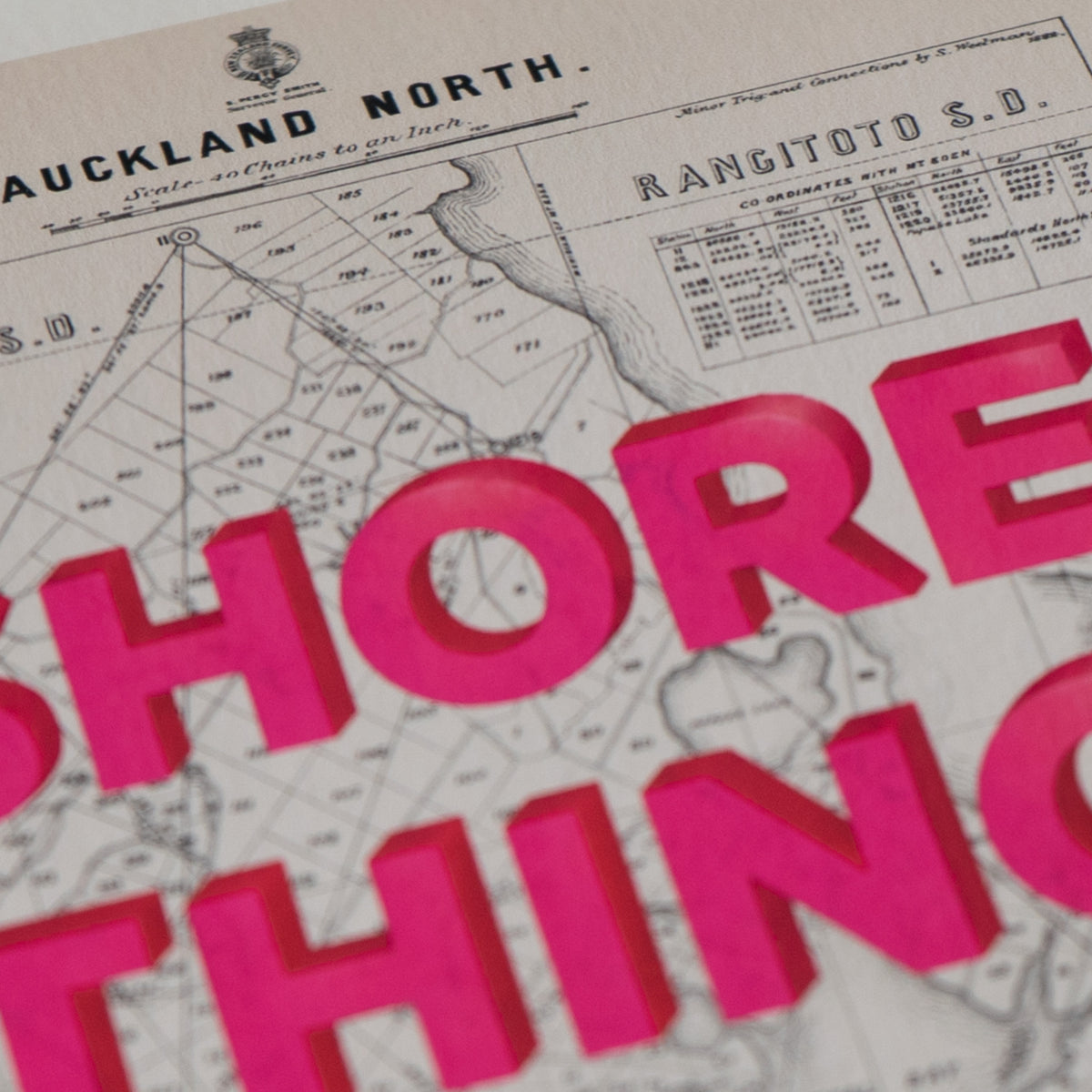 SHORE THING Limited edition Giclée map print of North Shore, Auckland NZ – toptownz