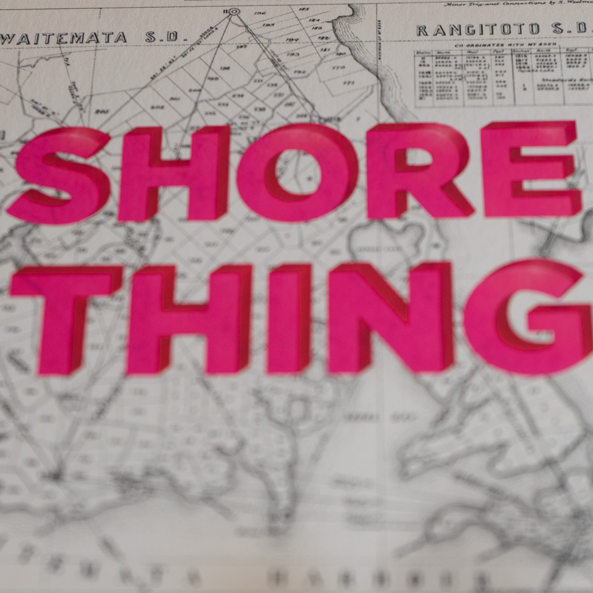SHORE THING Limited edition Giclée map print of North Shore, Auckland NZ – toptownz