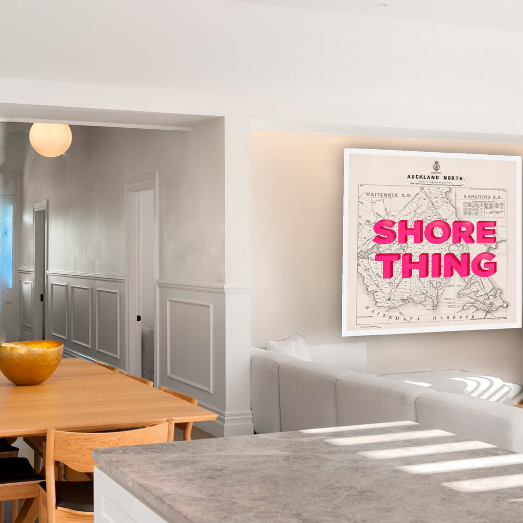 SHORE THING Limited edition Giclée map print of North Shore, Auckland NZ – toptownz