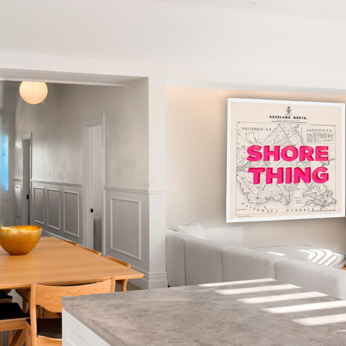 SHORE THING Limited edition Giclée map print of North Shore, Auckland NZ – toptownz