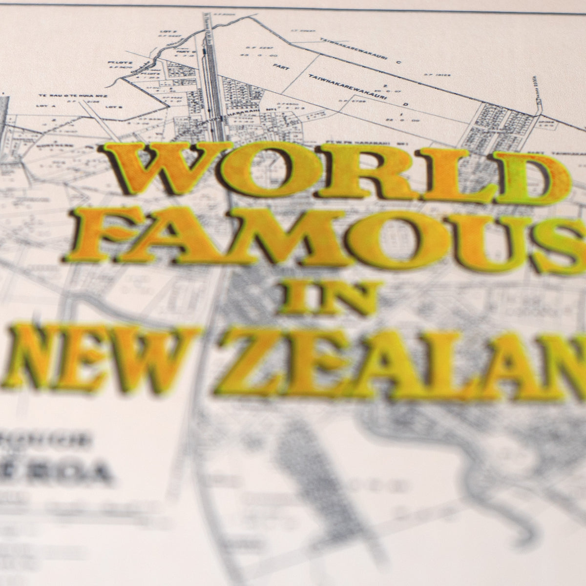 World Famous in New Zealand, Giclée map print of Pāeroa, Waikato NZ – toptownz Town Slogans
