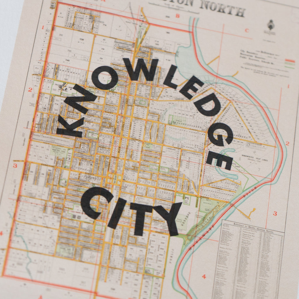 Knowledge City Limited edition Giclée map print of Palmerston North, Manawatū NZ v02 – toptownz