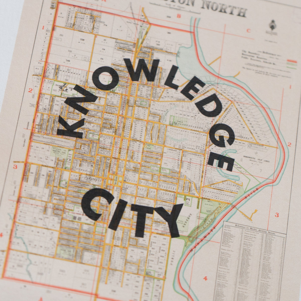 Knowledge City Limited edition Giclée map print of Palmerston North, Manawatū NZ v02 – toptownz