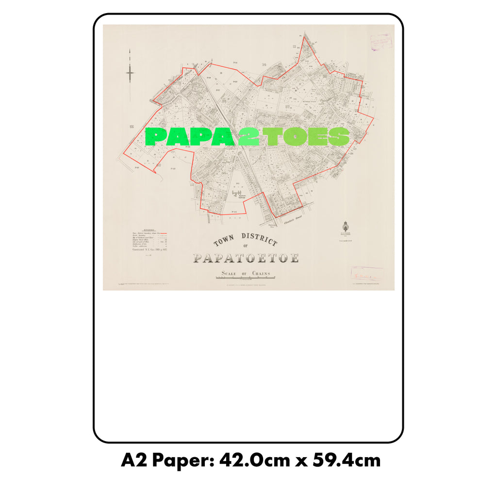 'Papatwotoes' Limited edition Giclée map print of Papatoetoe, South Auckland NZ – toptownz