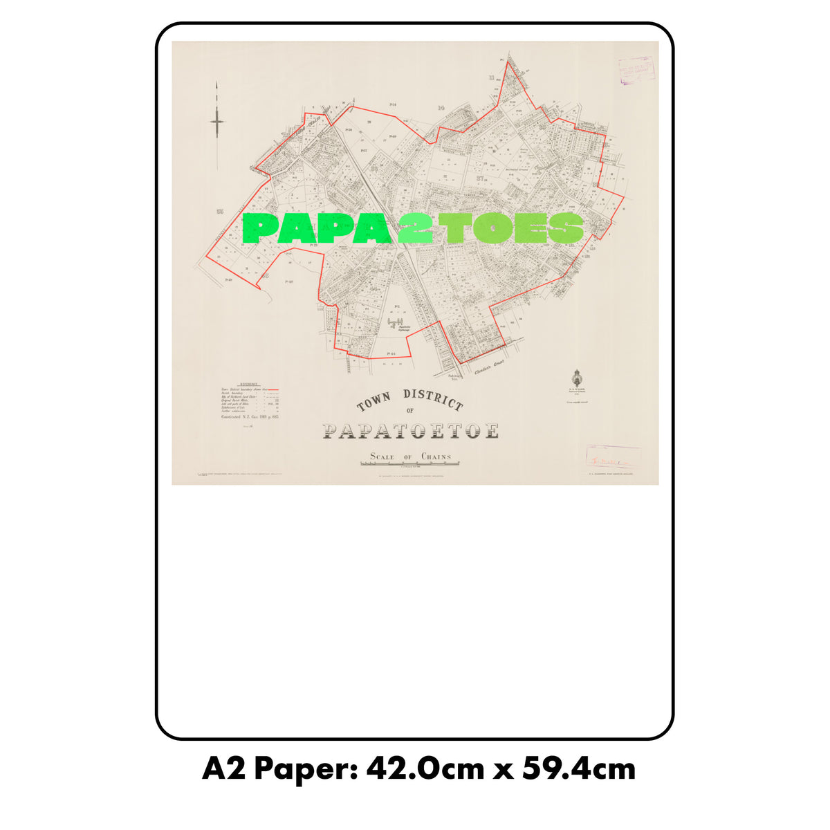 'Papatwotoes' Limited edition Giclée map print of Papatoetoe, South Auckland NZ – toptownz