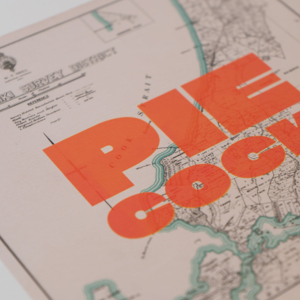 PIE COCK Limited edition Giclée map print of Paekākāriki, Wellington NZ – toptownz