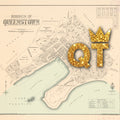 QT - Limited edition Giclée map print of Queenstown, Otago NZ v01 – toptownz