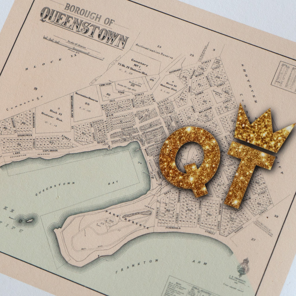 QT - Limited edition Giclée map print of Queenstown, Otago NZ v01 – toptownz