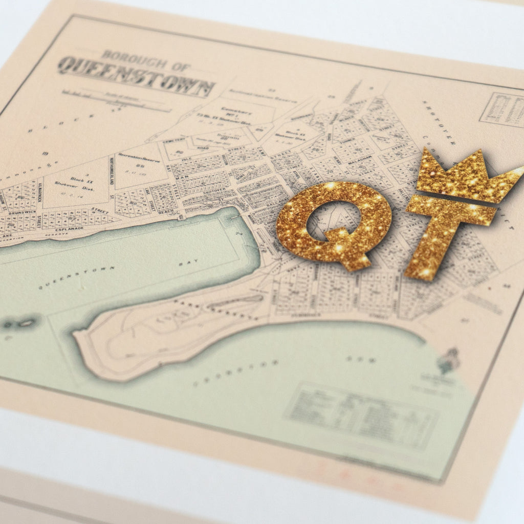 QT - Limited edition Giclée map print of Queenstown, Otago NZ v01 – toptownz