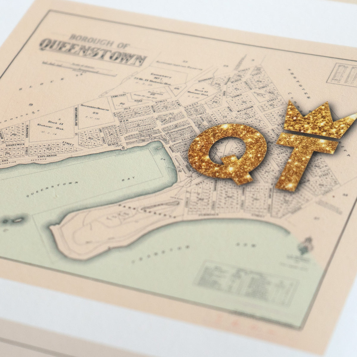 QT - Limited edition Giclée map print of Queenstown, Otago NZ v01 – toptownz