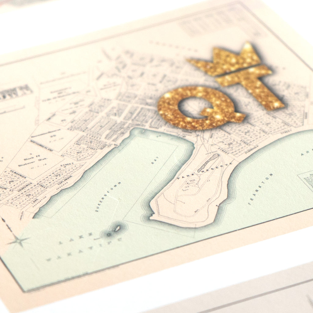 QT - Limited edition Giclée map print of Queenstown, Otago NZ v01 – toptownz