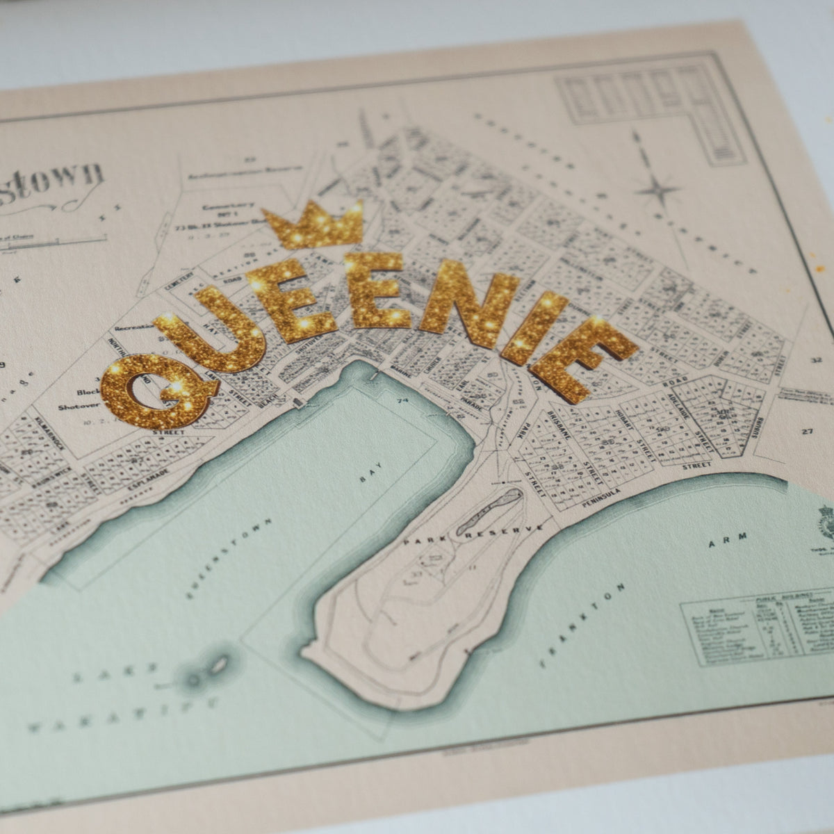 Queenie - Limited edition Giclée map print of Queenstown, Otago NZ v02 – toptownz