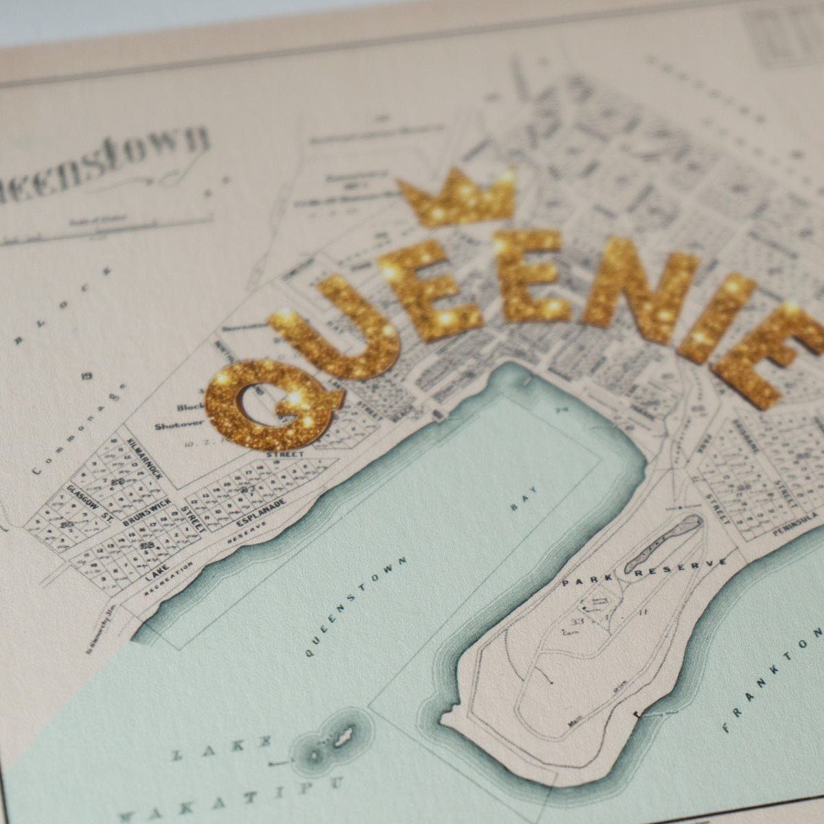 Queenie - Limited edition Giclée map print of Queenstown, Otago NZ v02 – toptownz