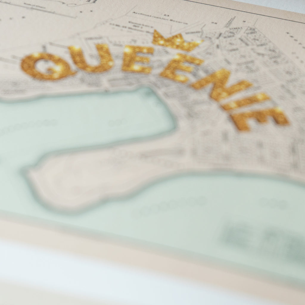 Queenie - Limited edition Giclée map print of Queenstown, Otago NZ v02 – toptownz