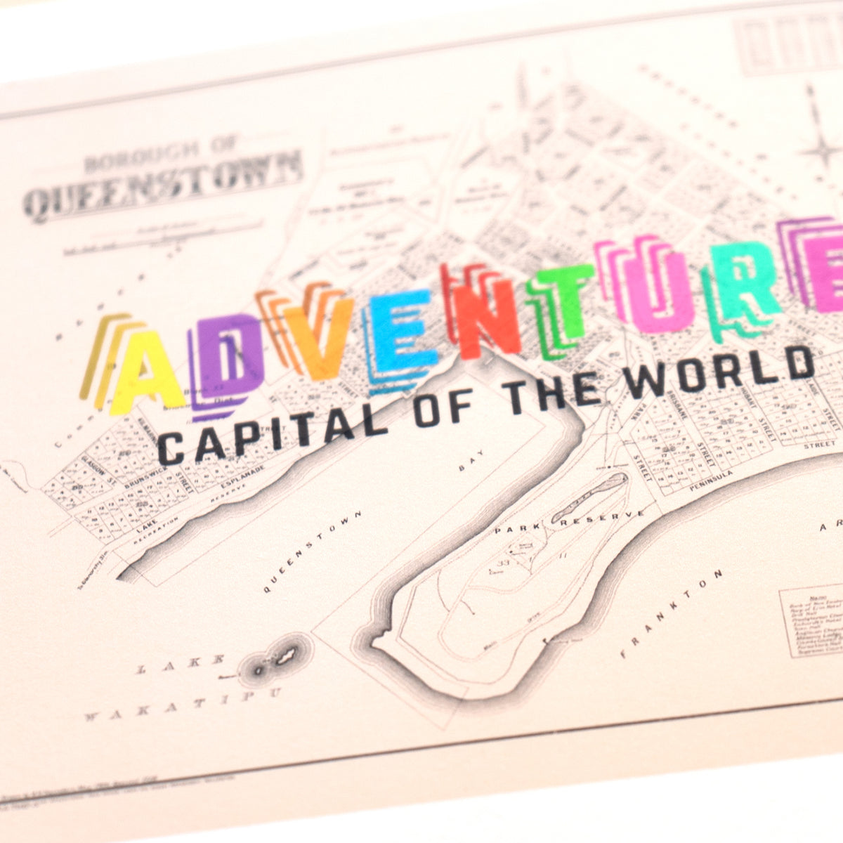 Adventure Capital Limited edition  Giclée map print of Queenstown, Otago NZ v03 – toptownz