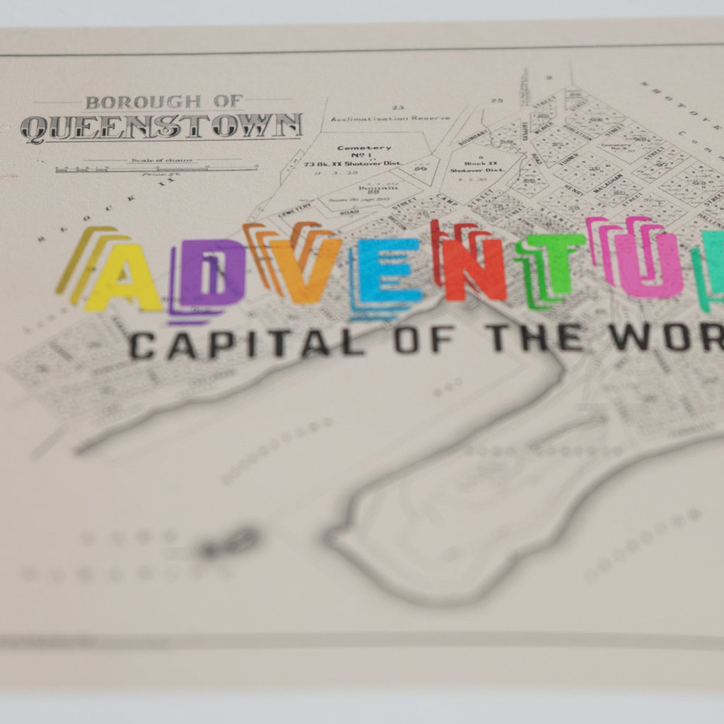 Adventure Capital Limited edition  Giclée map print of Queenstown, Otago NZ v03 – toptownz