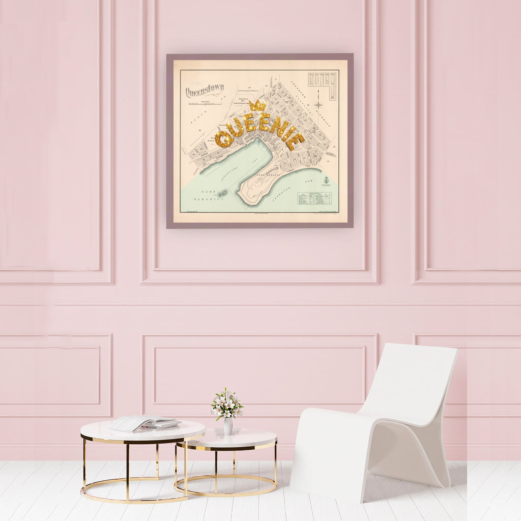 Queenie - Limited edition Giclée map print of Queenstown, Otago NZ v02 – toptownz