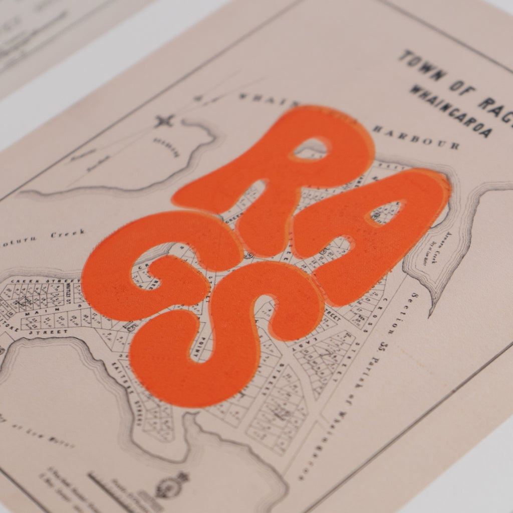 RAGS Limited edition Giclée map print of Raglan, Waikato NZ – toptownz