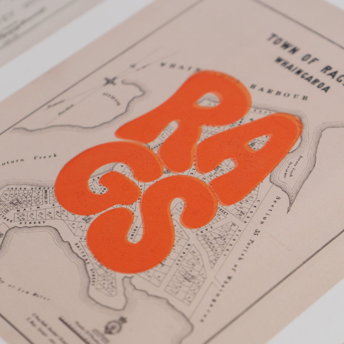 RAGS Limited edition Giclée map print of Raglan, Waikato NZ – toptownz
