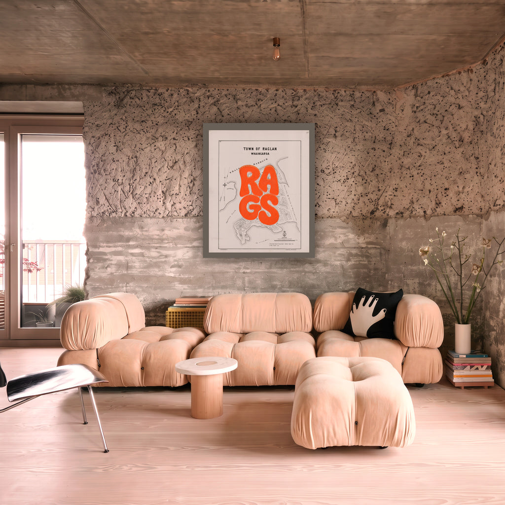 RAGS Limited edition  Giclée map print of Raglan, Waikato NZ – toptownz