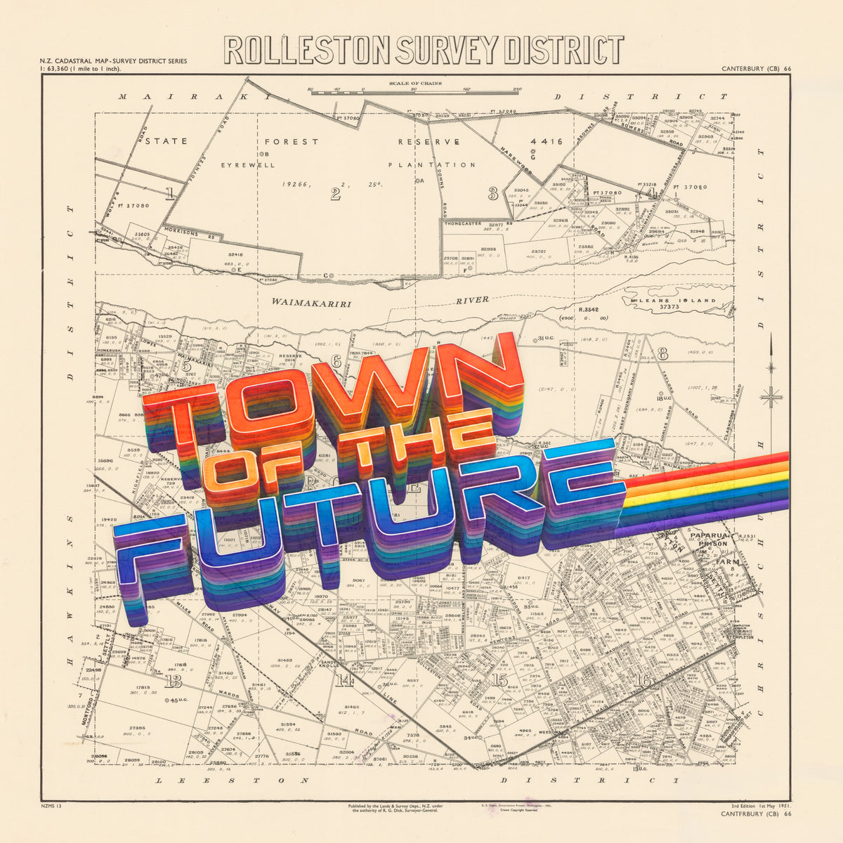 Town of the future Ltd. Ed.  Giclée map print of Rolleston, Canterbury New Zealand – toptownz.shop Town slogans
