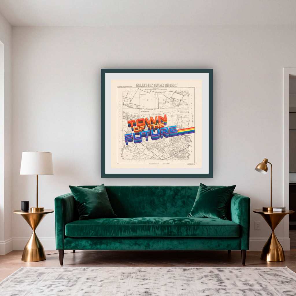 Town of the future Ltd. Ed.  Giclée map print of Rolleston, Canterbury New Zealand – toptownz.shop Town slogans