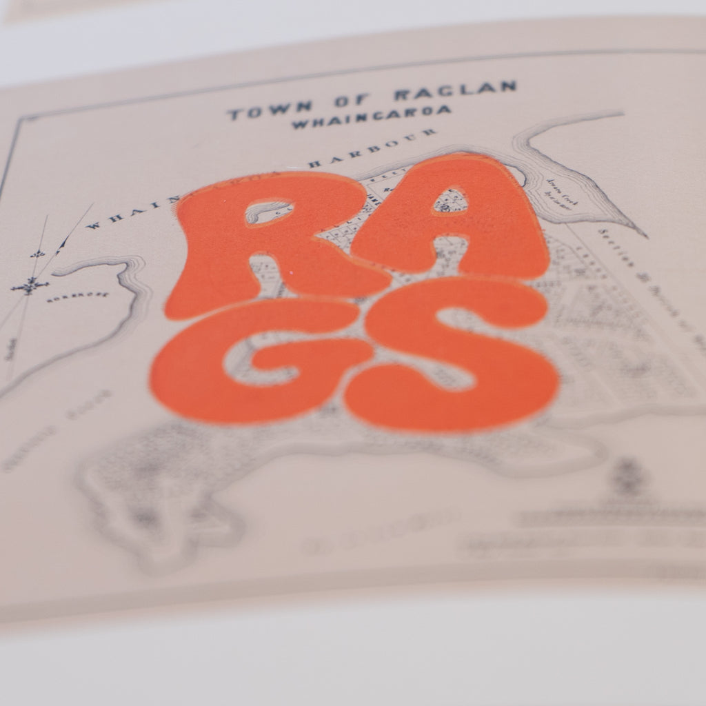 RAGS Limited edition  Giclée map print of Raglan, Waikato NZ – toptownz