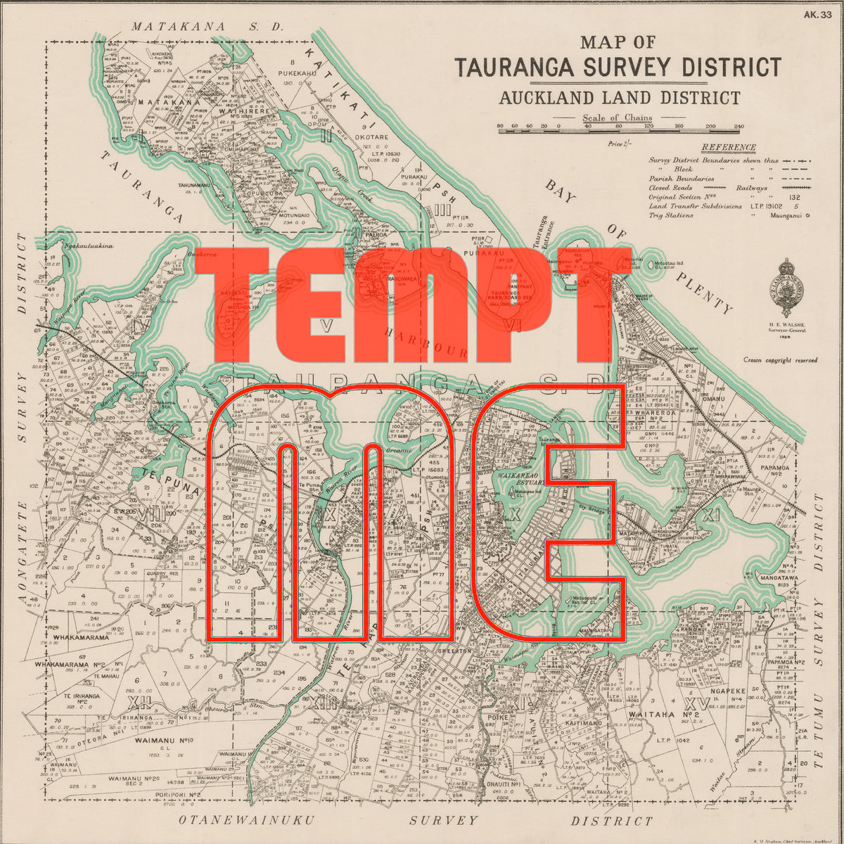 TEMPT ME Limited Edition  Giclée map print of Tauranga, Bay of Plenty NZ – toptownz