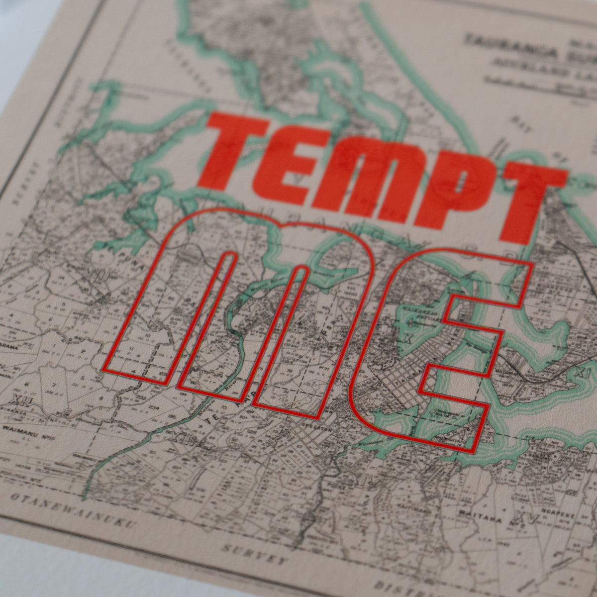 TEMPT ME Limited Edition  Giclée map print of Tauranga, Bay of Plenty NZ – toptownz
