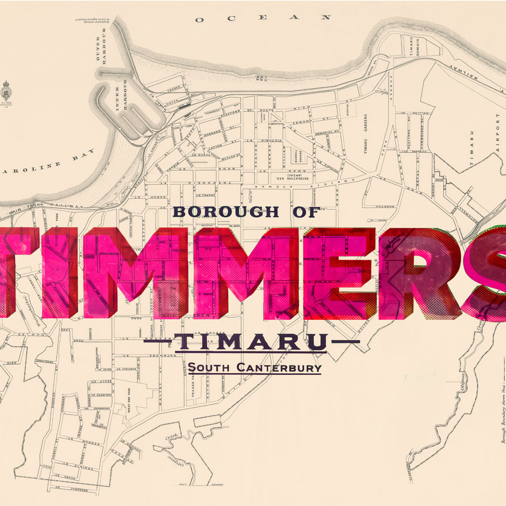 Timmers Limited edition Giclée map print of Timaru, Canterbury NZ v01 – toptownz