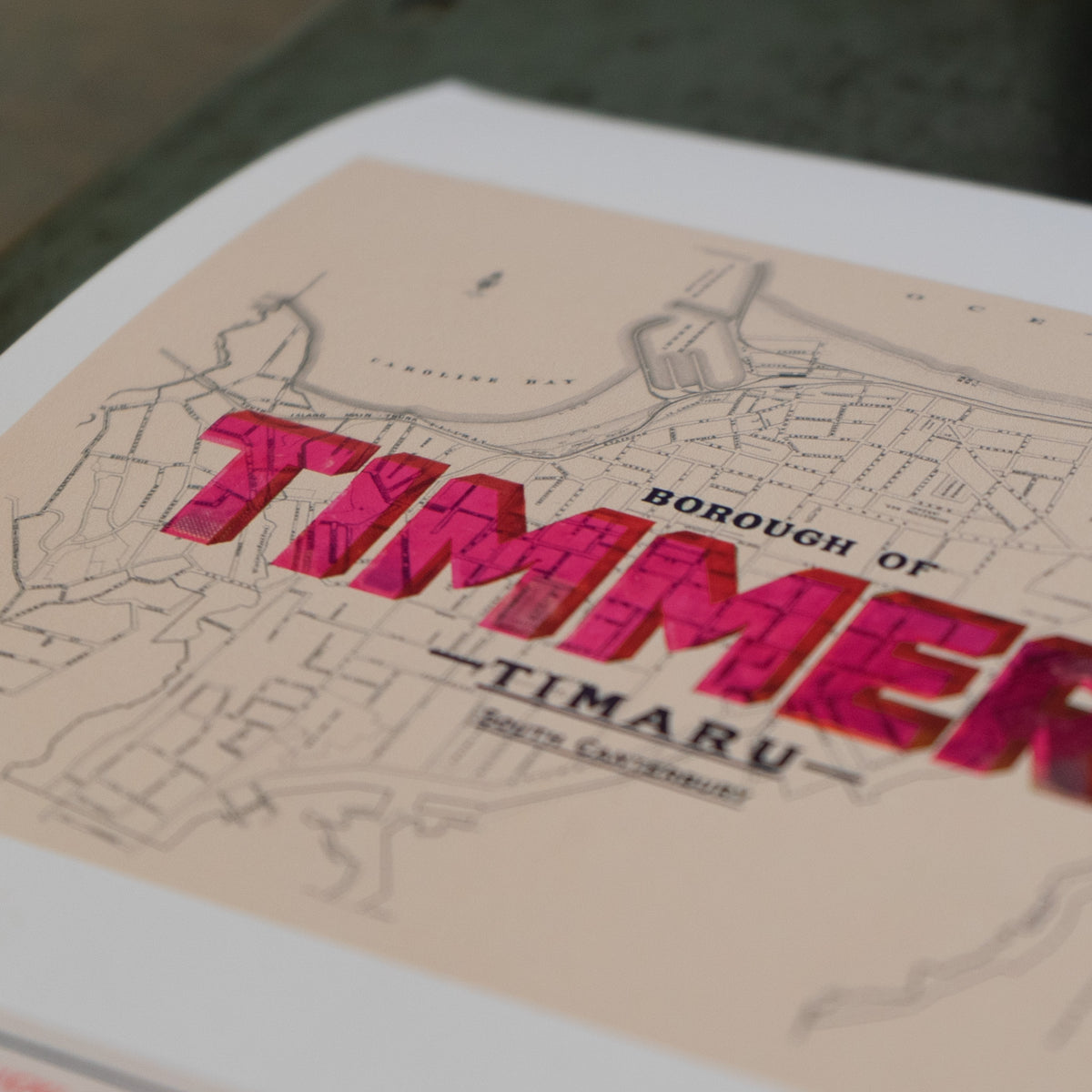 Timmers Limited edition Giclée map print of Timaru, Canterbury NZ v01 – toptownz