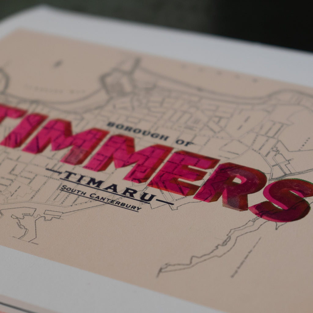 Timmers Limited edition Giclée map print of Timaru, Canterbury NZ v01 – toptownz