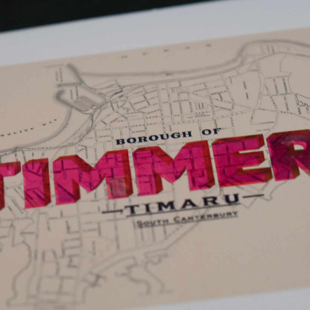Timmers Limited edition Giclée map print of Timaru, Canterbury NZ v01 – toptownz